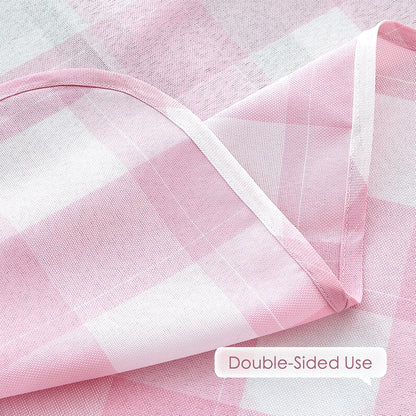 Gingham Tablecloth Rectangle 95x55 Inch Checkered Table Cloth Buffalo Plaid Yarn Dyed Washable Tablecloths for Easter Picnic Kitchen Dinner Holiday Outdoor BBQ & Party, Pink and White