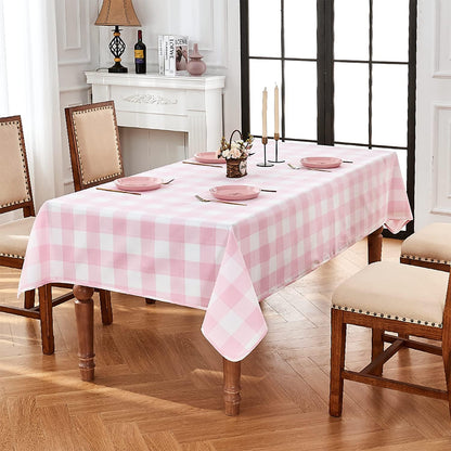 Gingham Tablecloth Rectangle 95x55 Inch Checkered Table Cloth Buffalo Plaid Yarn Dyed Washable Tablecloths for Easter Picnic Kitchen Dinner Holiday Outdoor BBQ & Party, Pink and White