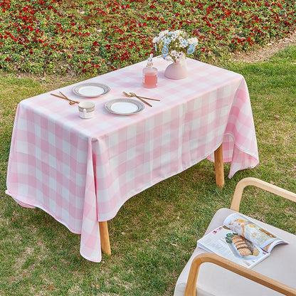 Gingham Tablecloth Rectangle 95x55 Inch Checkered Table Cloth Buffalo Plaid Yarn Dyed Washable Tablecloths for Easter Picnic Kitchen Dinner Holiday Outdoor BBQ & Party, Pink and White