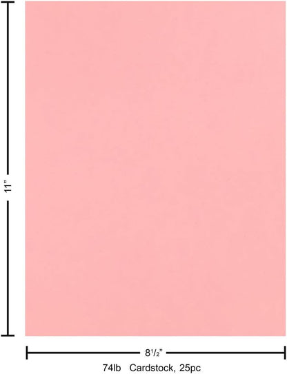 PA Paper Accents Smooth Cardstock 8.5" x 11" Berry Blush, 74lb colored cardstock paper for card making, scrapbooking, printing, quilling and crafts, 25 piece pack