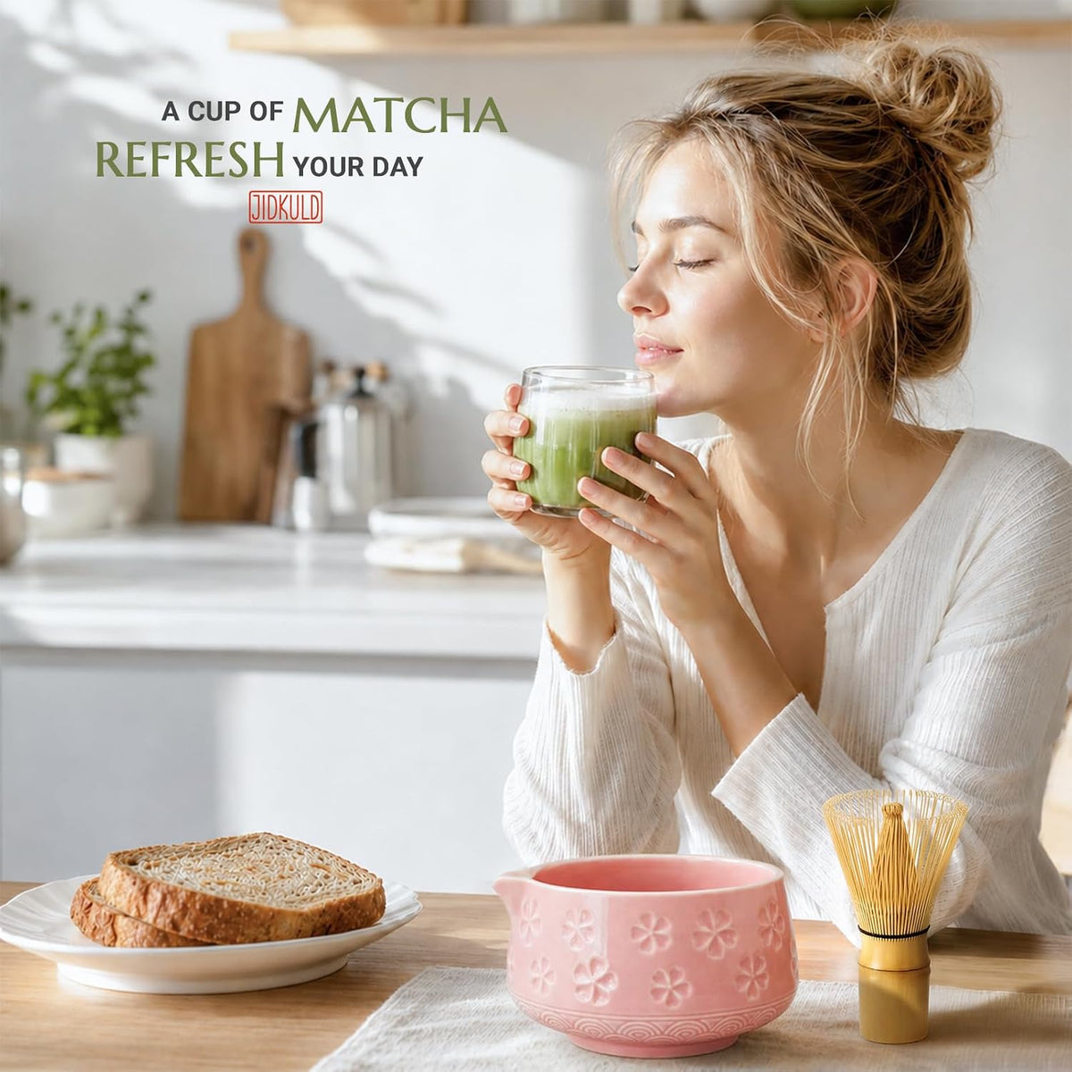 8 Pcs Matcha Whisk Set, Matcha Kit Gifts for Women, Pink