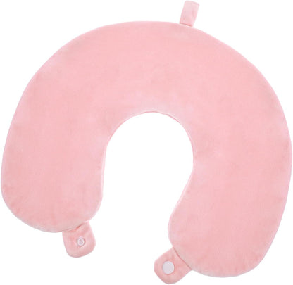 Neck Pillow Covers With Zipper, Travel Pillow Case Cover, Airplane Pillows Replacementt Cover Washable, Soft, Travel-Friendly U-Shaped, No Filler with Double Snap for Woman Man(Pink)13×11.81 inches