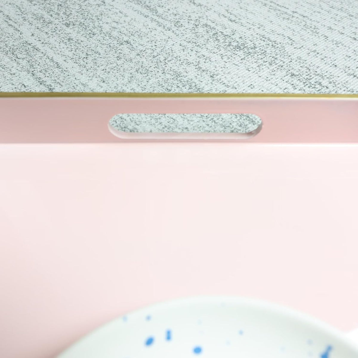 Pink Decorative Serving Tray with Handles, Elegant Plastic Coffee Table Tray for Ottoman, Living Room, Home Decor 15.6" X 10.2"