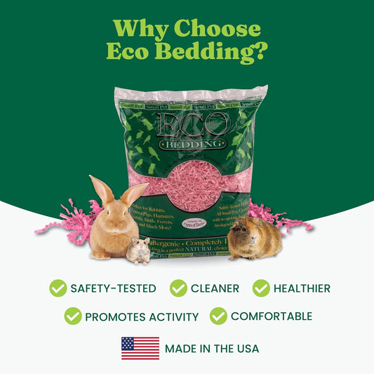ECO BEDDING FiberCore, 99% Dust Free Paper Bedding for Small Pets and Birds, 10 lb. (Expands to 250 L), Pink Bulk Box