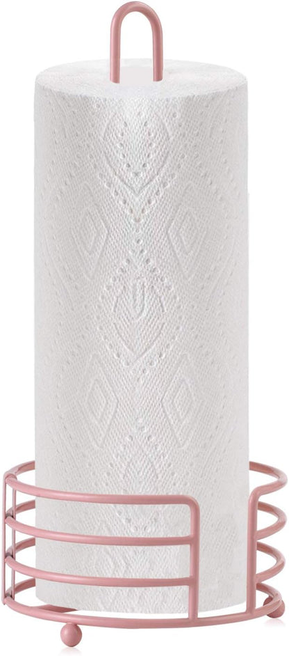 Buruis Metal Paper Towel Holder for Kitchen Countertop, Pastel Pink