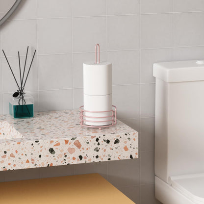 Buruis Metal Paper Towel Holder for Kitchen Countertop, Pastel Pink