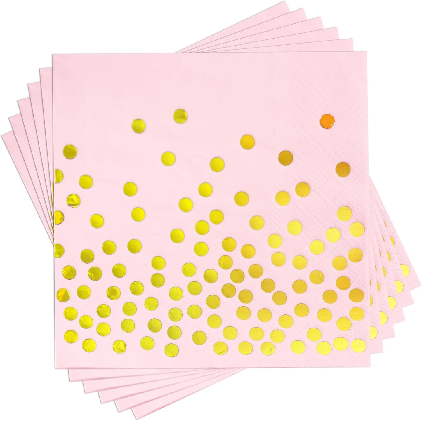 100 Pcs Pink Cocktail Napkins - Pink and Gold Paper Napkins Disposable for Birthday Bridal Shower Wedding Mother's Day Party