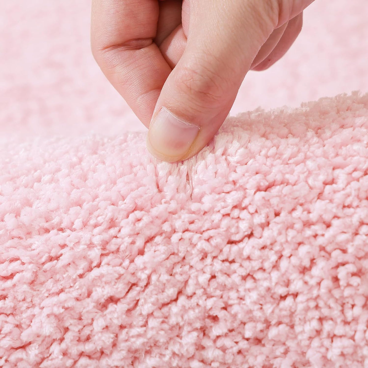 Oval Rug for Bathroom, Cute Boho Bath Mat with Pom, Pink, 36"x24"