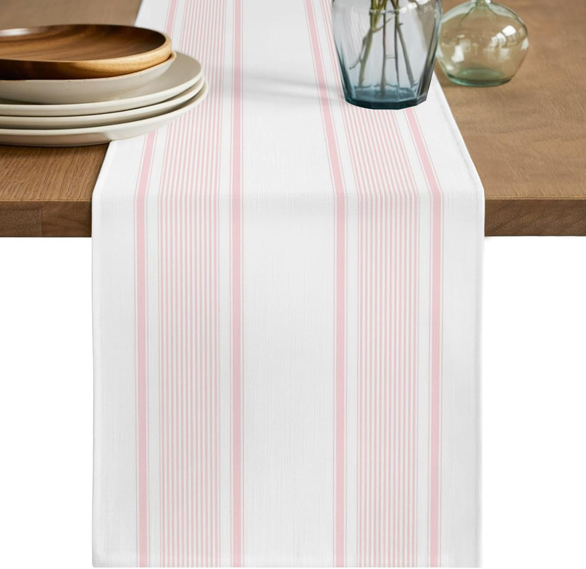 Table Runner Light Pink Stripe Table Runners Dresser Scarves Minimalist Farmhouse Modern Vertical Line Kitchen Dining Table Decoration for HolidayHome Decor Party 13x36 Inch