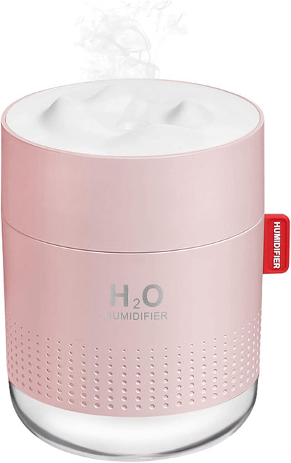 Portable Mini Humidifier, 500ml Small Humidifier for Bedroom Travel, Pink