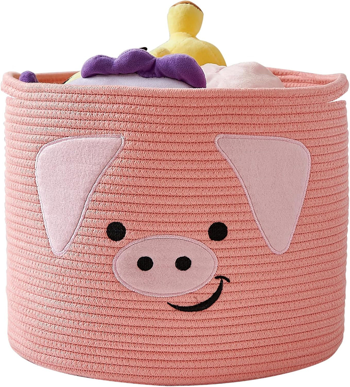 Animal Shaped Woven Rope Cotton Storage Basket with Handles