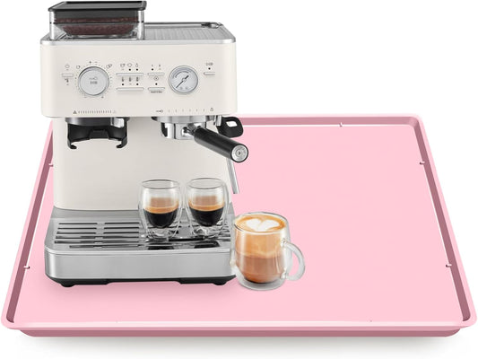 Silicone Coffee Maker Mat with Lip for Countertops, 19.7'' x 15'', Pink