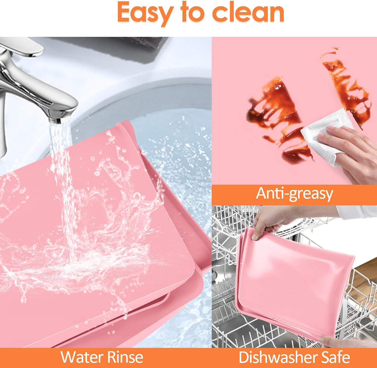 Silicone Coffee Maker Mat with Lip for Countertops, 19.7'' x 15'', Pink