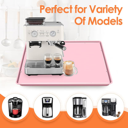 Silicone Coffee Maker Mat with Lip for Countertops, 19.7'' x 15'', Pink
