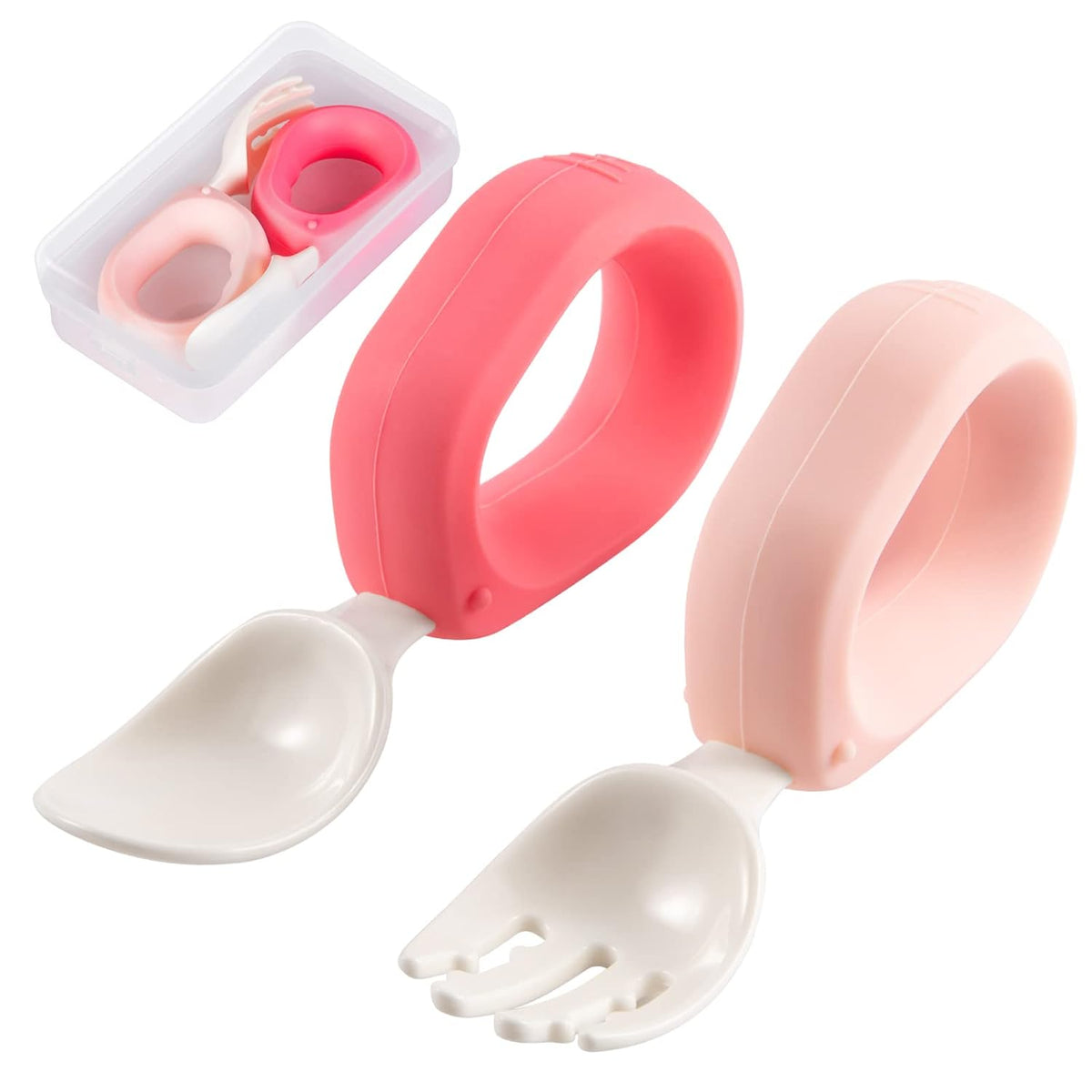 Toddler Utensils Set, Baby Forks & Spoons with Silicone Handle