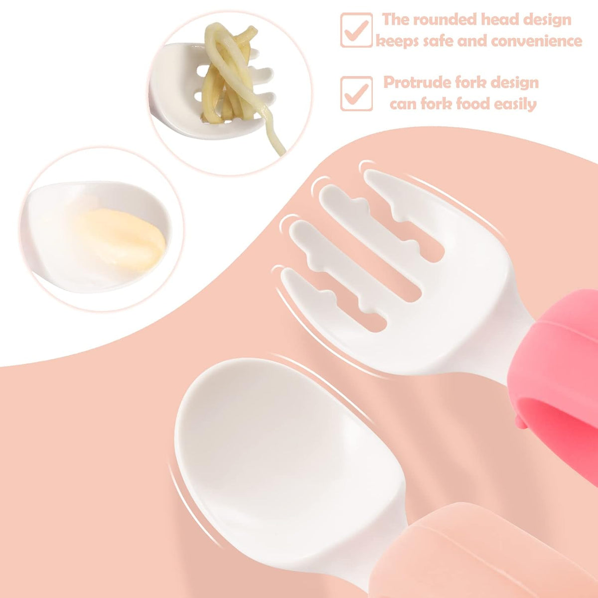 Toddler Utensils Set, Baby Forks & Spoons with Silicone Handle