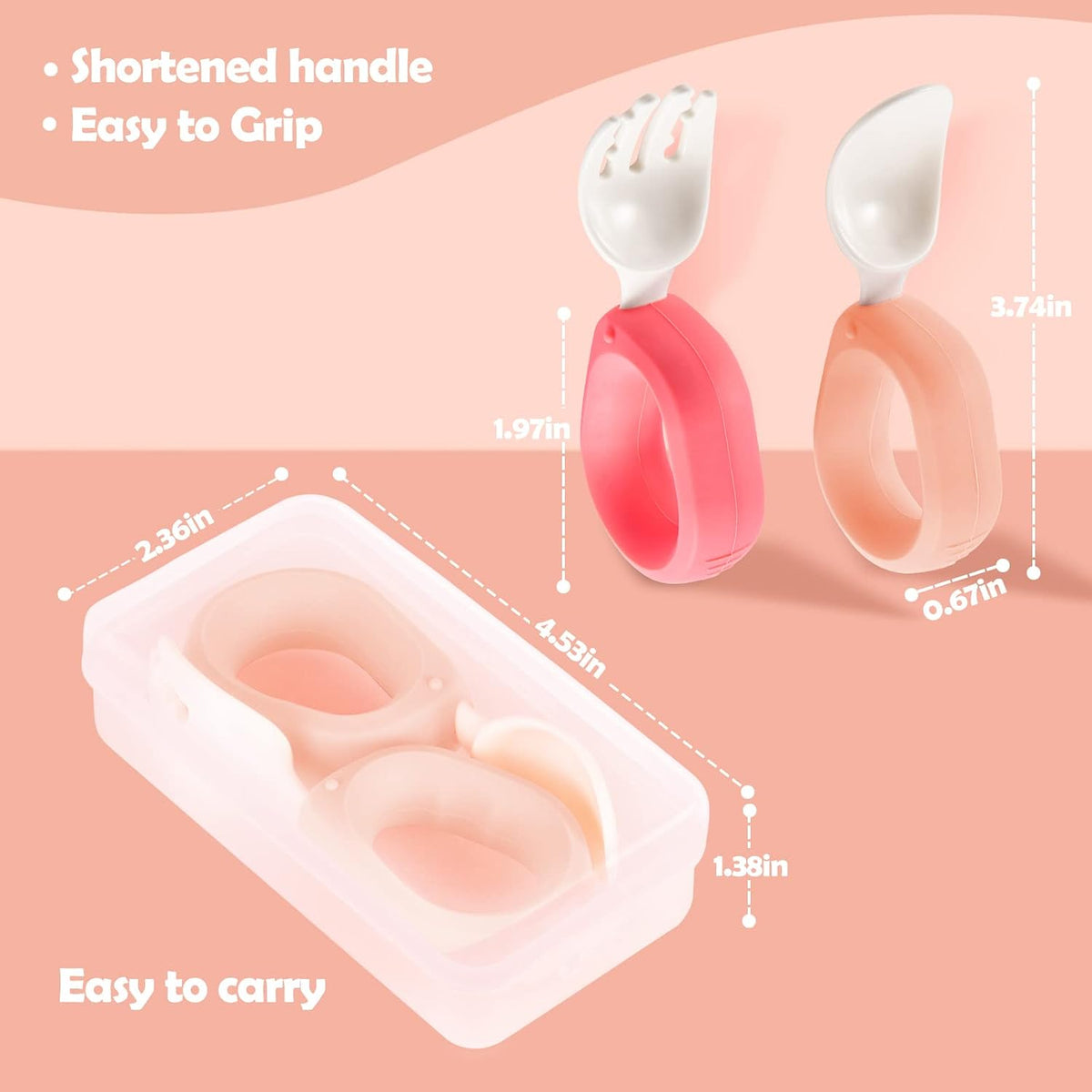 Toddler Utensils Set, Baby Forks & Spoons with Silicone Handle