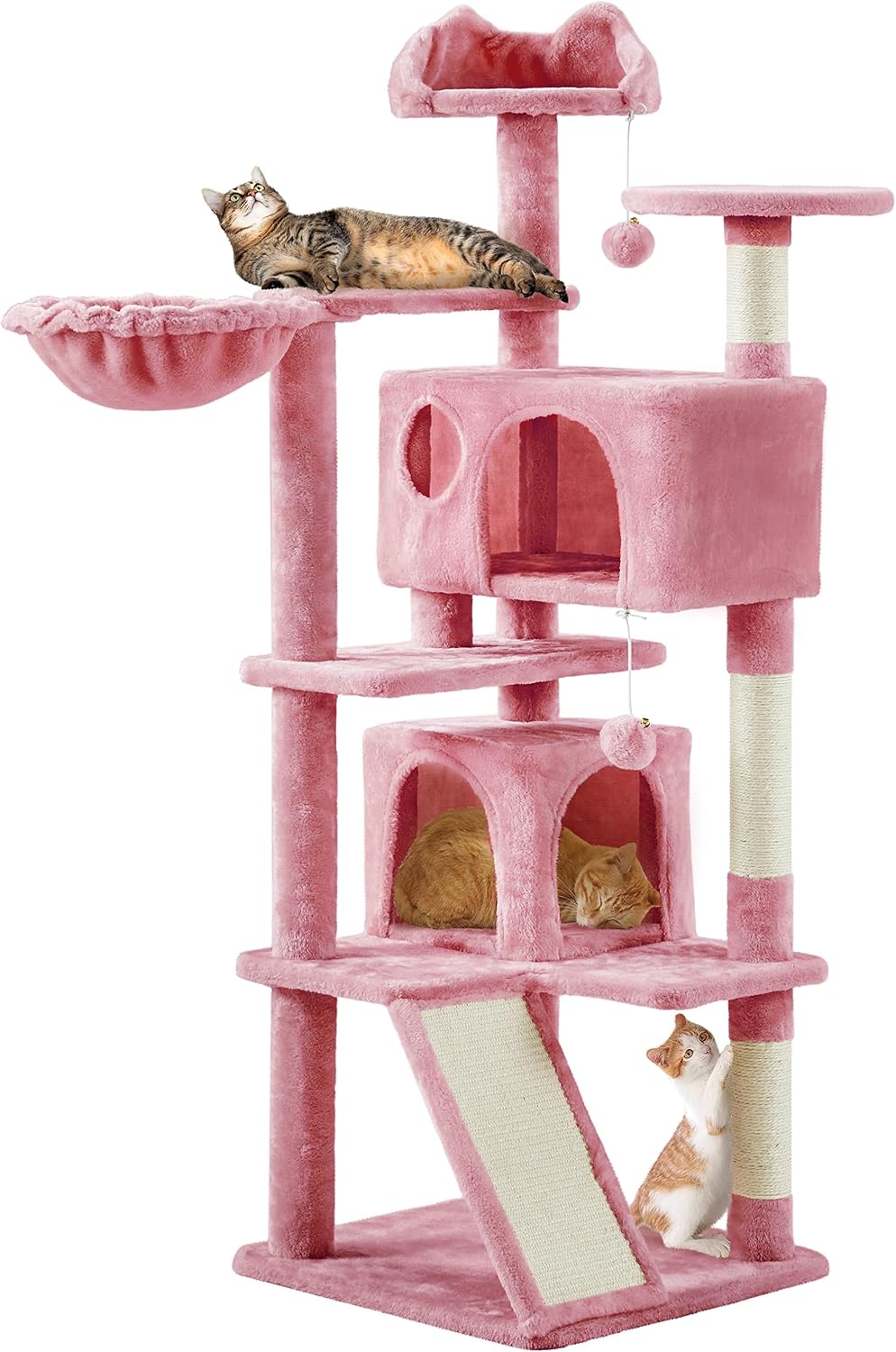 57 inches Multi-Level Cat Tree Cat Condo with Scratching Posts Kittens Activity Tower Pet Play House Furniture, Pink