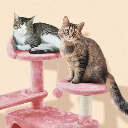 57 inches Multi-Level Cat Tree Cat Condo with Scratching Posts Kittens Activity Tower Pet Play House Furniture, Pink