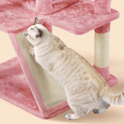 57 inches Multi-Level Cat Tree Cat Condo with Scratching Posts Kittens Activity Tower Pet Play House Furniture, Pink
