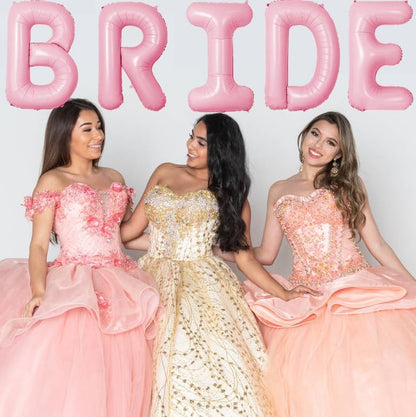 Bride Balloons - Wedding & Bachelorette Party Decorations - Pink Macaron Bride Balloons - Bridal Shower Sets-5 PCS