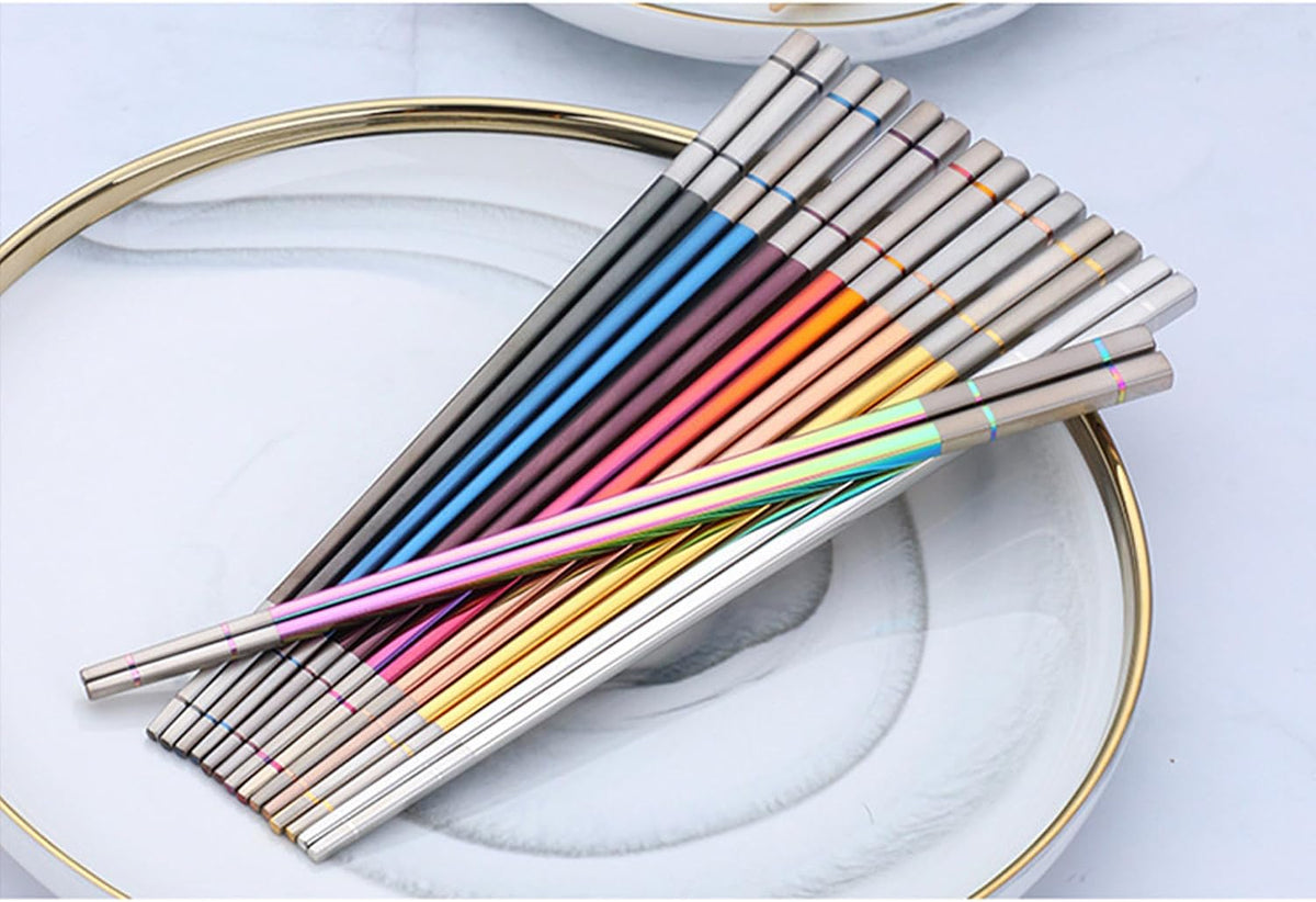 Reusable Stainless Steel Chopsticks,Dishwasher Safe , Easy to Use(4 PCS,Rose gold)