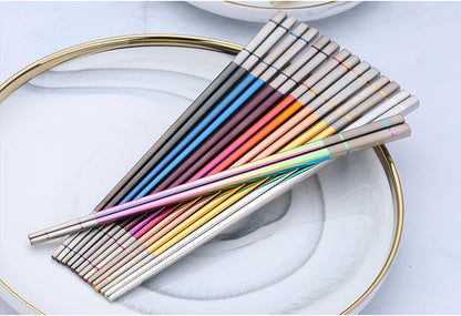 Reusable Stainless Steel Chopsticks,Dishwasher Safe , Easy to Use(4 PCS,Rose gold)