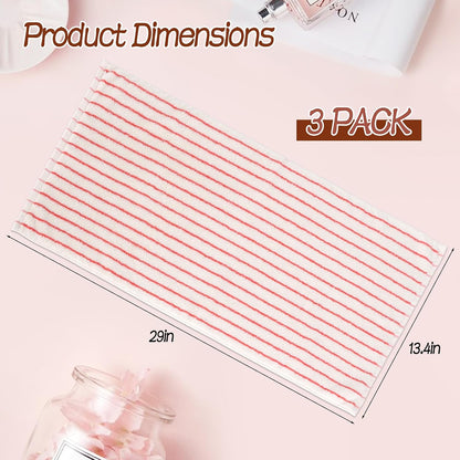 3 Pack Pink and White Striped Hand Towels 100% Cotton Absorbent Soft Decorative Towel for Bathroom Kitchen Home Hotel Beach, 29 x 13.4 Inches (Pink and White)