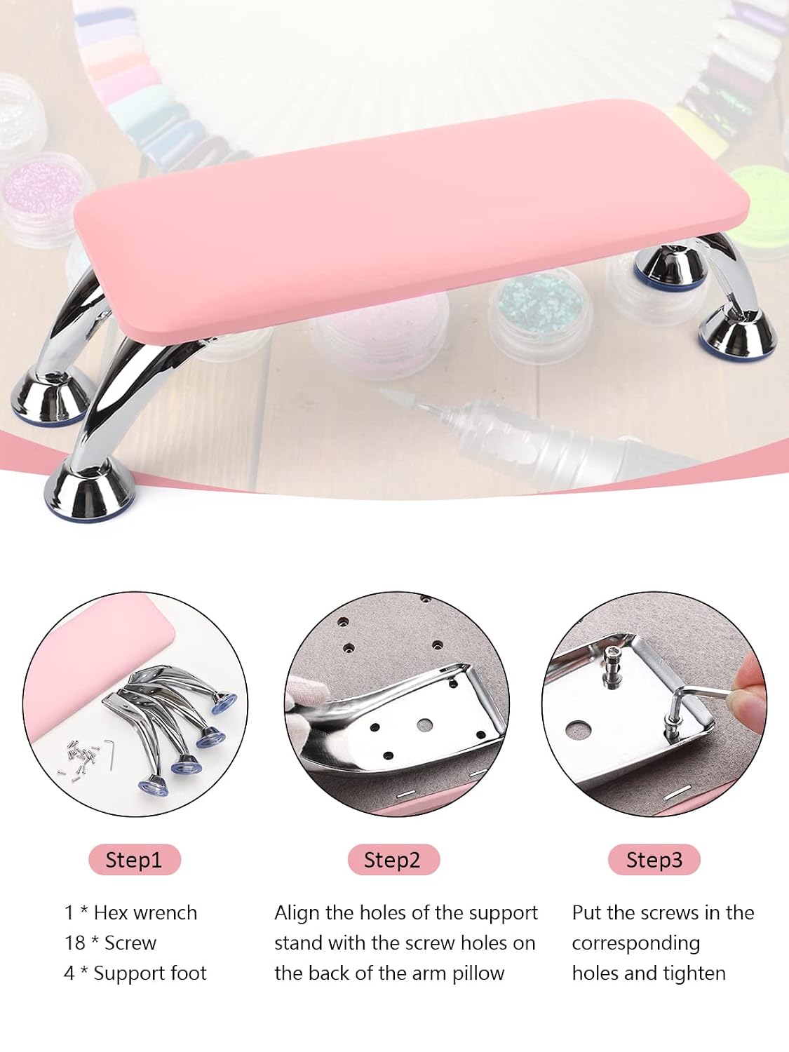 Big Arm Rest for Nails Cushion: Microfiber Leather Hand Rest for Nails Tech