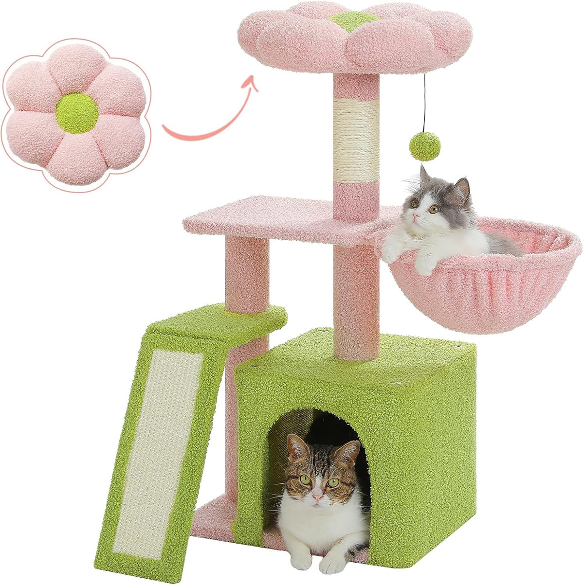 Cactus Cat Tree for Kittens & Small Cats, 32in Cat Tower,Pink