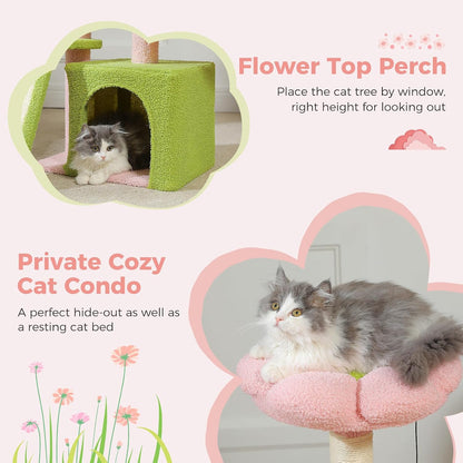 Cactus Cat Tree for Kittens & Small Cats, 32in Cat Tower,Pink