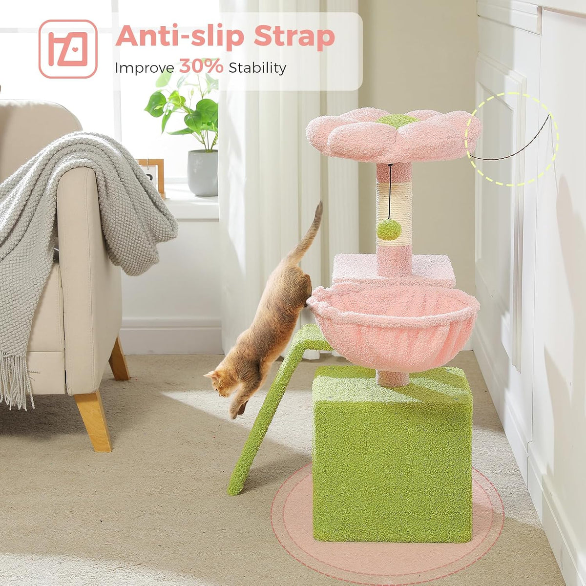Cactus Cat Tree for Kittens & Small Cats, 32in Cat Tower,Pink