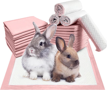 Rabbit Pee Pads 100 Pcs 18"× 13" Disposable Cage Liners Leak-Proof Super Absorbent Potty Training Pad for Puppy Guinea Pigs Hedgehog Hamsters Chinchillas Cats and Other Small Animals