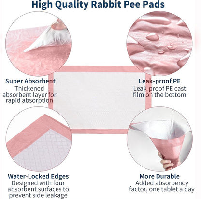 Rabbit Pee Pads 100 Pcs 18"× 13" Disposable Cage Liners Leak-Proof Super Absorbent Potty Training Pad for Puppy Guinea Pigs Hedgehog Hamsters Chinchillas Cats and Other Small Animals