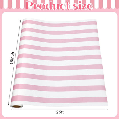 Striped Table Runner Roll,Pink,50' Long X 16" Wide