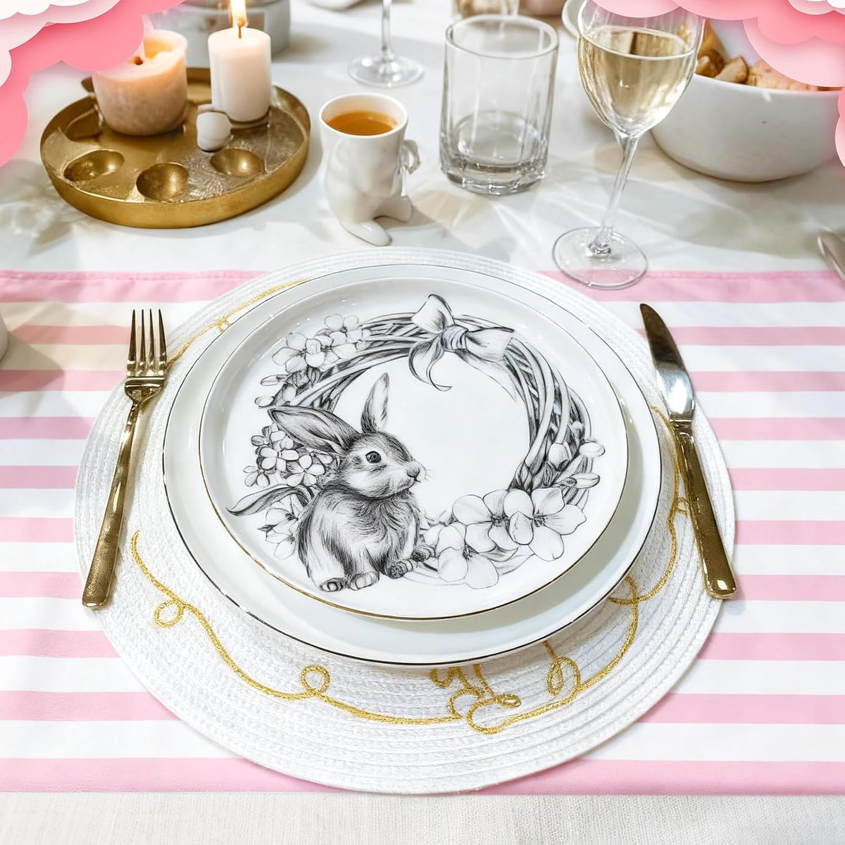 Striped Table Runner Roll,Pink,50' Long X 16" Wide