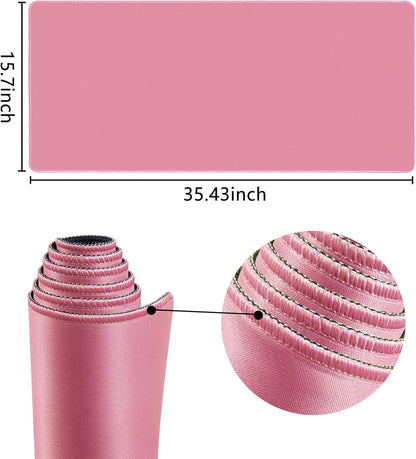 Pink Desk Mat Large Gaming Mouse Pads, Computer Desk Cover Matt for Desktop Keyboard and Mouse, Big Office Pad Protector Mats, XXL Extra Large Mousepads, Pink Office Supplies for Women, 35.4 x 15.7In