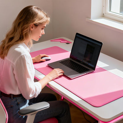 Pink Desk Mat Large Gaming Mouse Pads, Computer Desk Cover Matt for Desktop Keyboard and Mouse, Big Office Pad Protector Mats, XXL Extra Large Mousepads, Pink Office Supplies for Women, 35.4 x 15.7In