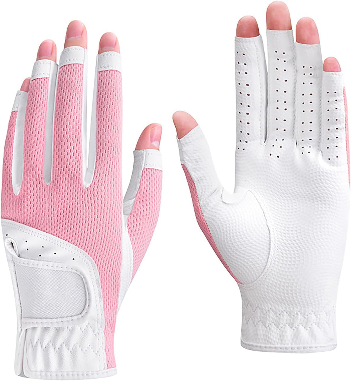 Breathable Golf Gloves for Both Hands 1 Pair Womens Golfing Gloves Ladies Open Finger Golf Glove Left and Right Hand