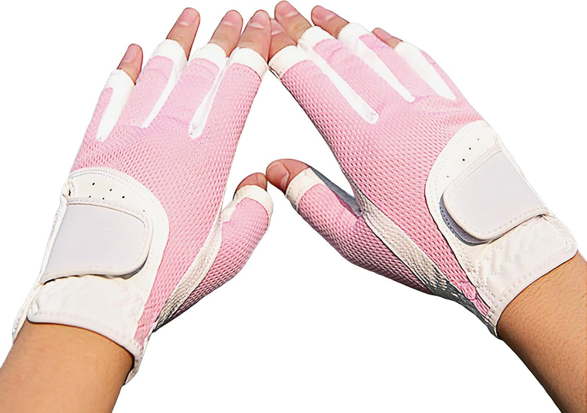 Breathable Golf Gloves for Both Hands 1 Pair Womens Golfing Gloves Ladies Open Finger Golf Glove Left and Right Hand