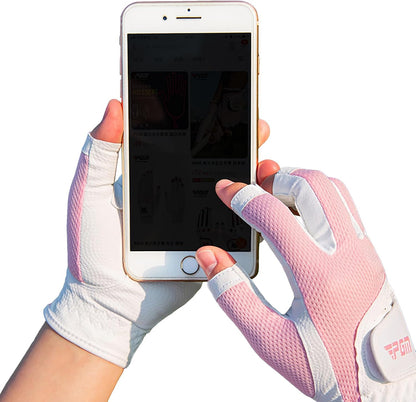 Breathable Golf Gloves for Both Hands 1 Pair Womens Golfing Gloves Ladies Open Finger Golf Glove Left and Right Hand