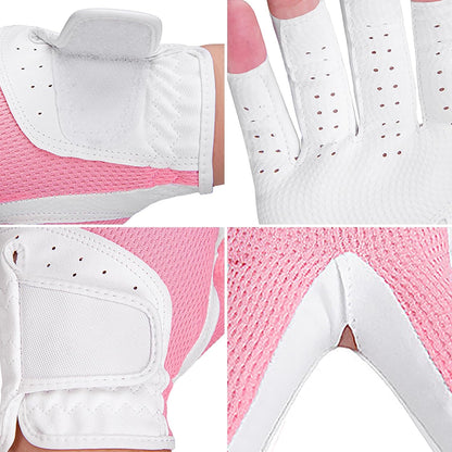 Breathable Golf Gloves for Both Hands 1 Pair Womens Golfing Gloves Ladies Open Finger Golf Glove Left and Right Hand