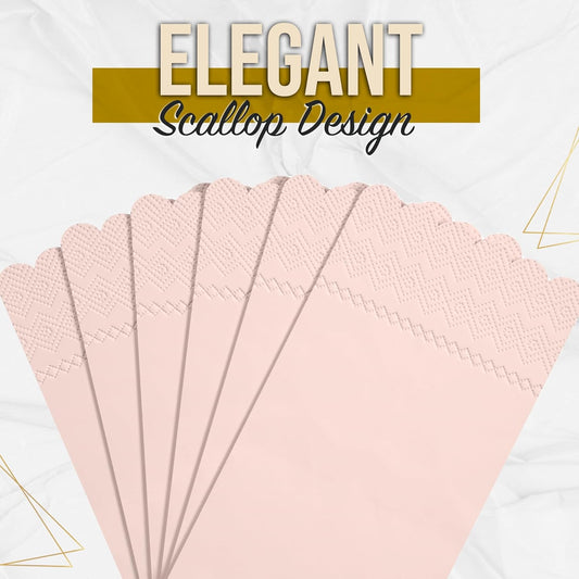 Party Solids Peach Scalloped Napkins Disposable 100 Pcs 3-Ply Peach Scalloped Dinner Napkins Disposable Decorative for Dinners & Parties, Paper Guest Towels for Bathroom & Party Supplies