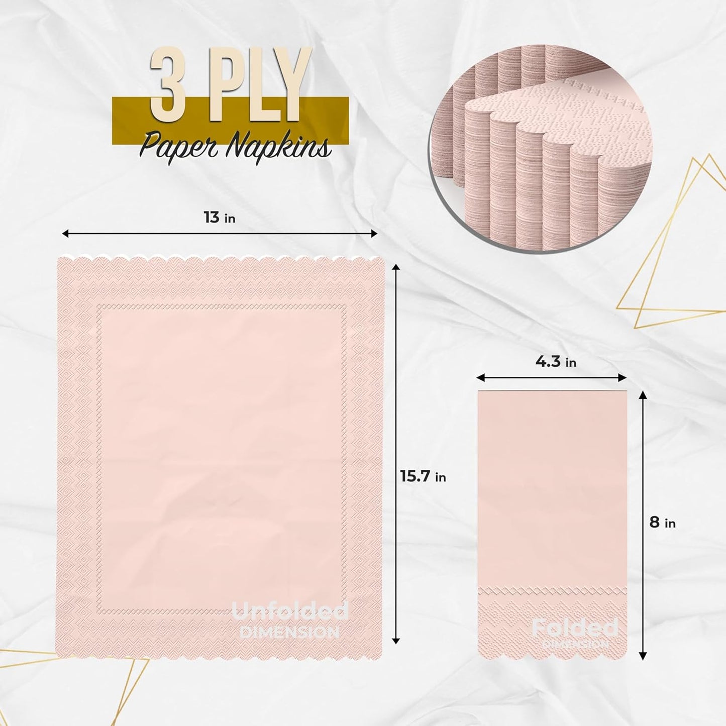 Party Solids Peach Scalloped Napkins Disposable 100 Pcs 3-Ply Peach Scalloped Dinner Napkins Disposable Decorative for Dinners & Parties, Paper Guest Towels for Bathroom & Party Supplies