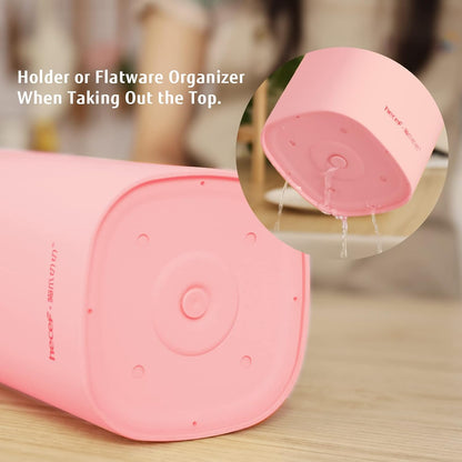 Cute Kitchen Knife Set, Dishwasher Safe, 5-piece Non-Stcik Knives Set with Detachable Block and Scissors,Sharp for Chopping, Slicing, Dicing and Cutting (Pink)