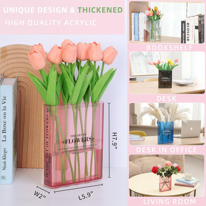 Book-Shaped Flower Vase, Book Lovers Gifts, Pink Vases for Wedding Decor