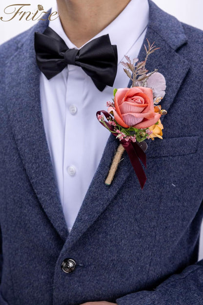 Orange Pink Corsage and Boutonniere Set for Prom Homecoming Flower