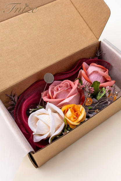 Orange Pink Corsage and Boutonniere Set for Prom Homecoming Flower