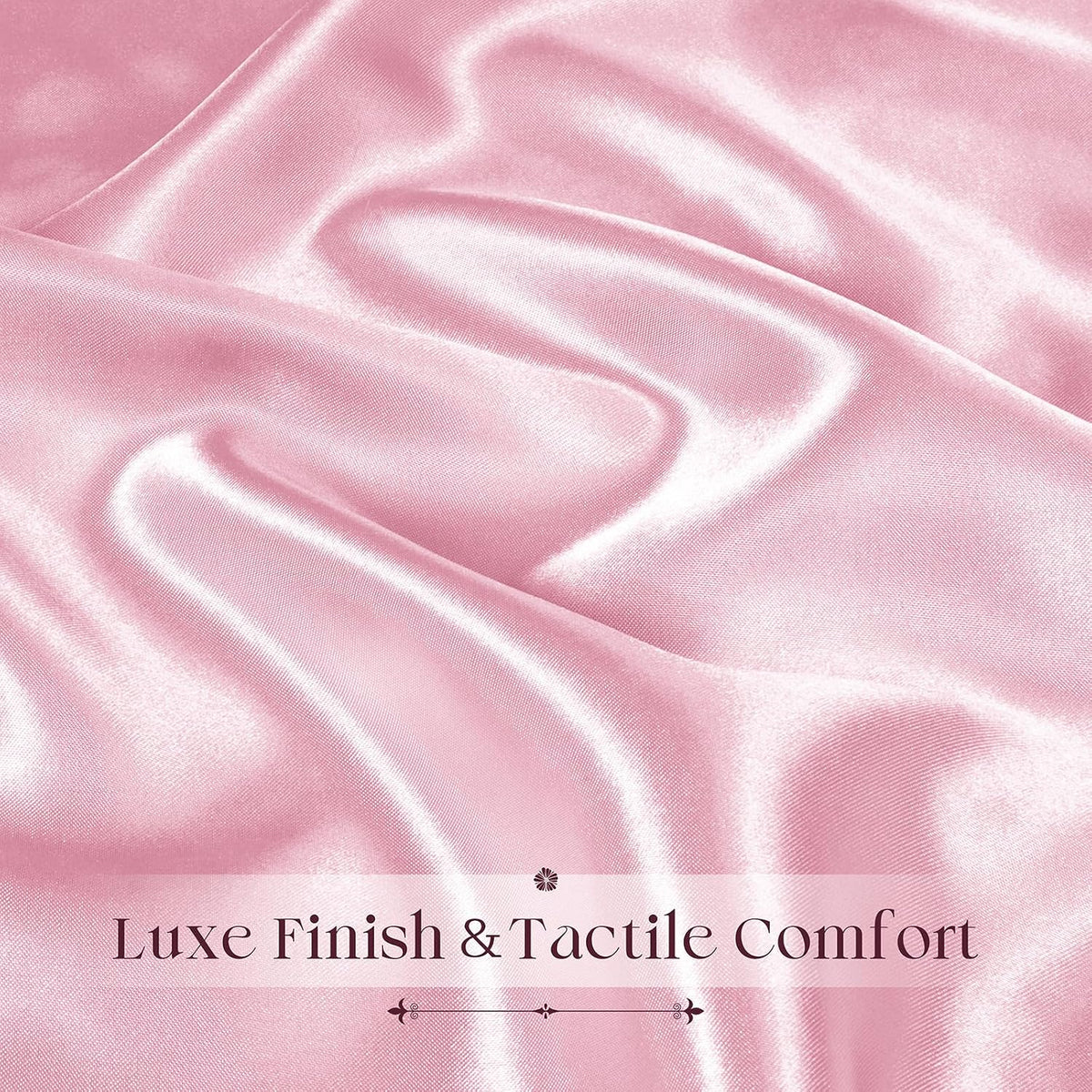 Satin Ruffle Edge Tablecloth - Light Pink Satin Table Cover 52 x 70 Inch Rectangle Bright Silk Table Cloth for Weddings, Banquets, or Home Dining