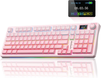 S98 Pro Wireless Mechanical Gaming Keyboard with Screen, Knob, 96 Keys